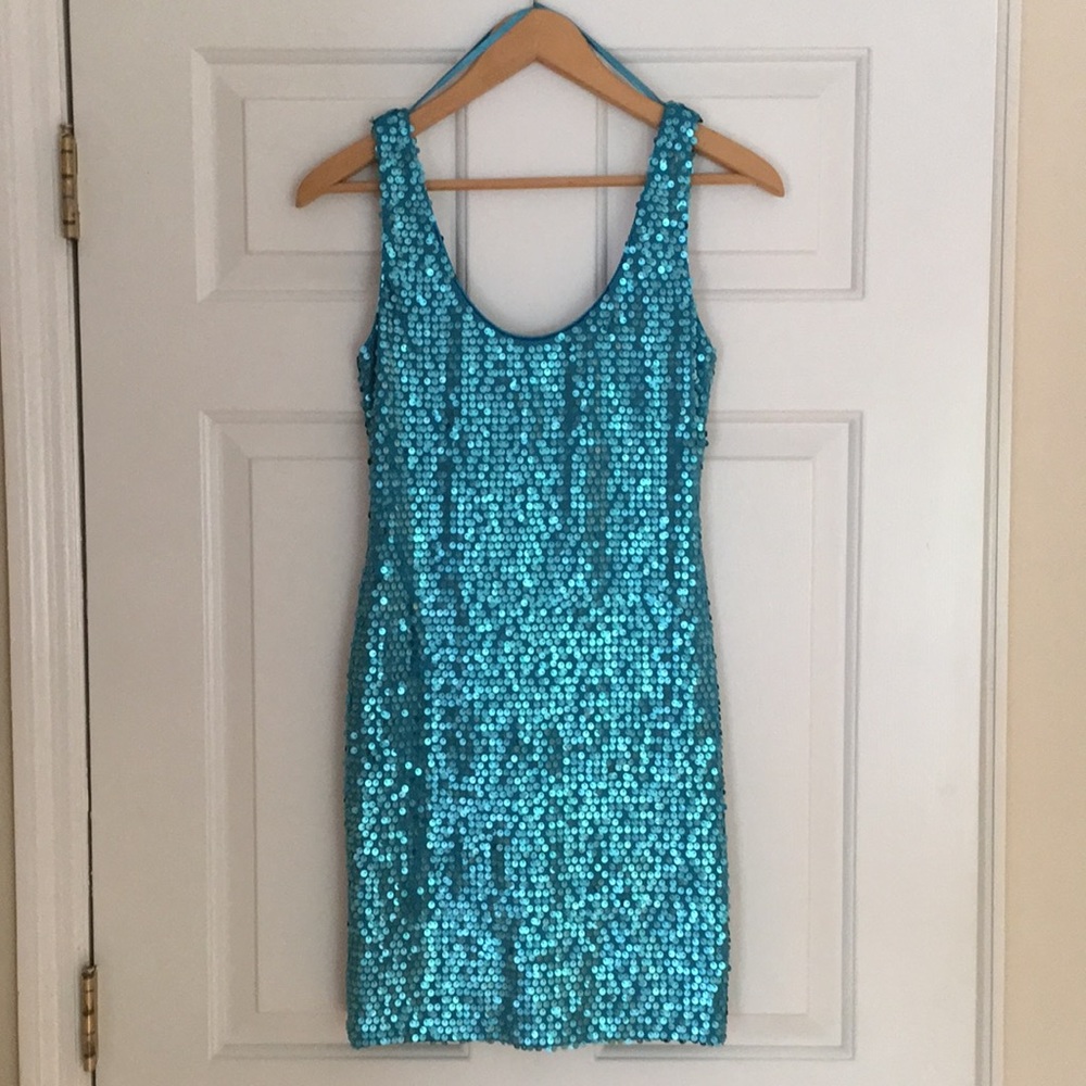 As U Wish turquoise Sequin dress